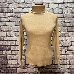 Raisey Gold Ribbed Turtleneck Sweater Size XL